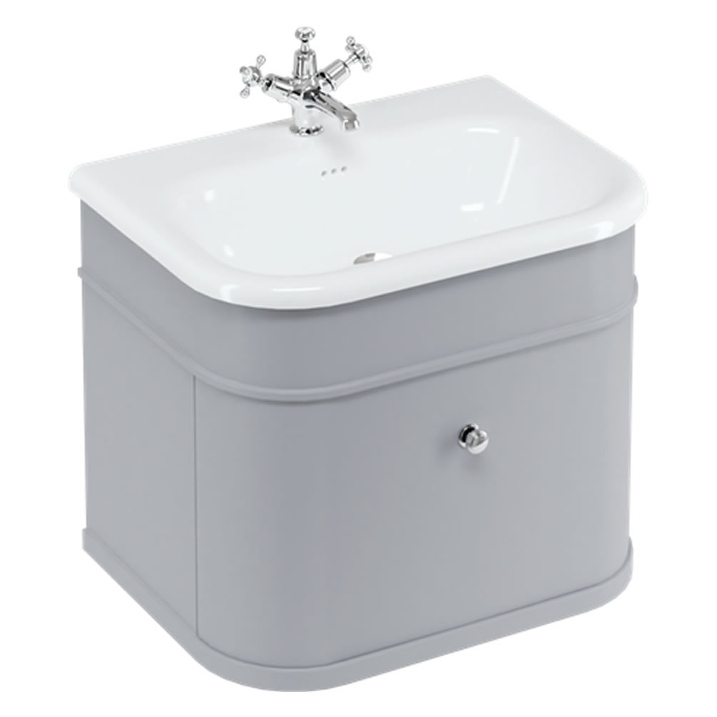 Burlington Chalfont 650mm Natural Stone Basin & Classic Grey Wall Hung Unit